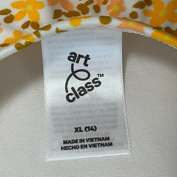 NWT Art Class Girls' Swimsuit Ditsy Meadow Rash Guard One Piece XL 14 Yellow - Picture 8 of 12